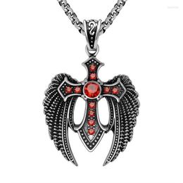 Pendant Necklaces MIQIAO Stainless Steel Titanium Red Zircon Gothic Eagle Vintage Collar Chains Necklace For Men Women Jewellery Gif337m