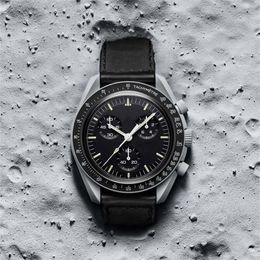 Designer CIOCERAMIC Planet Moon Mens Watches Black Sport Watch 42mm Nylon Watches Quartz Clock Relogio Masculino Stainless Sapphir237Z