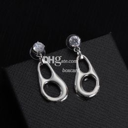 Vintage Silver Mental Earring With Diamond Letter Plated Dangles Drop Studs With Box Sets Fashion Jewelry