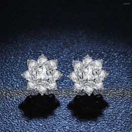 Stud Earrings Luxury Platinum Pt950 For Women Sunflower Pillow Square Pagoda Wedding Moissanite Diamond Shaped Jewelry