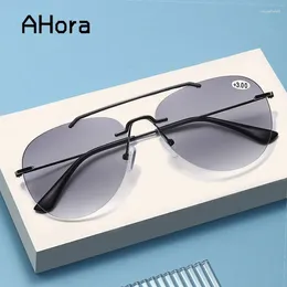 Sunglasses Ahora Pilot Alloy Bifocal Sun Reading Glasses Women&Men Anti-UV Oversize Presbyopic Eyeglasses Fahsion 1.0 1.5.. 3.5