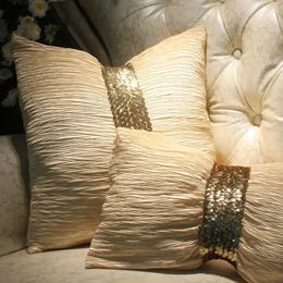 Pillow Fashion Sequin Bow European Light Luxury Living Room Sofa Bedside Case Blue Velvet Couch