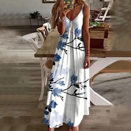Casual Dresses 2024 V Neck Long Maxi For Women Summer Sleeveless Boho Sundress Beach Dress Vacation Fall