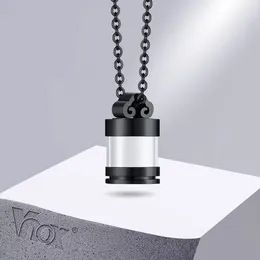 Pendant Necklaces Vnox Chinese Lucky Cloud Urn Necklace For Men Clear Glass Perfume Vial Pet Parent Ashes Holder Momorial Keepsake Collar