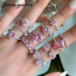Cluster Rings PANSYSEN Romantic 925 Sterling Silver Pink Sapphire Diamond Gemstone For Women Wedding Engagement Fine Jewellery Wholesale