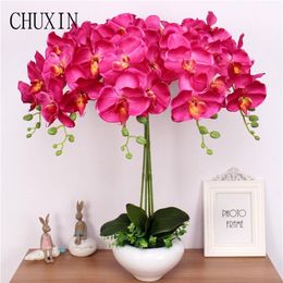 New large-size artificial silk 8 head butterfly orchid home living room floor decoration fake flower wedding scene layout295M