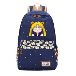 Designer-Anime Sailor Moon Wave Point Women Cute Backpack Canvas Travel Backpack Kawaii School Bags Mochila Feminina Cartoon Bagpa244J