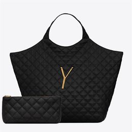 Denim Quilted Tote Bag Women Shoulder Bag Handbag Genuine Leather Shopping Bags Side Chain High Quality Purse Large Capacity Totes254r