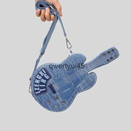 Shoulder Bags Denim Personality Guitar Design andbags Luxury Designer For Women 2023 New Fasion ig Quality Soulder Crossbody PursesH24131