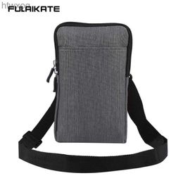 Cell Phone Pouches FULAIKATE Waterproof Denim Bag for Phone Men Women Shoulder Pouch for Power Bank Earphone Waist Holster with Card Pocket YQ240131