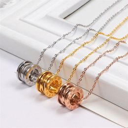 Top Quality Stainless Steel Hollow out Spring Pendant Women Designer Necklaces Roman numerals Rose Colours Lover Necklace Fashion C276S