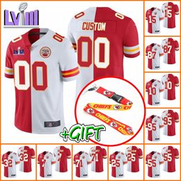 Custom Football jersey KansasCityChiefsMen Women Youth 15 Patrick Mahomes 87 Travis Kelce Split Vapour Limited Red White Spliced jerseys jersey