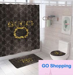 Quality Printed Shower Curtain Floor Mat Three-Piece Combination Bathroom Mat Set Waterproof and Moisture-Proof