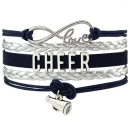 Charm Bracelets Cheer Mom Infinity Megaphone Cheerleader Cheering Squad Team Girls Leather Wrap Jewellery