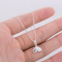 Pendant Necklaces Fashio Sliver Cute Whale Tail Fish Charm for Women Mermaid Pendants Birthday Giftspendant257h