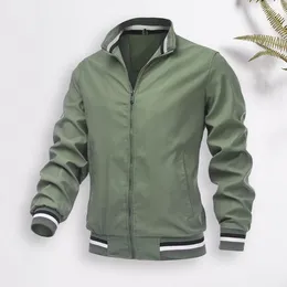 Men's Jackets Spring Autumn Jacket Stand Collar Windbreaker With Side Pockets Stylish Sports Coat Zipper Placket Men