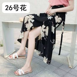 Designer women's clothing Daisy floral skirt for womens summer wear 2024 new high waisted lace up skirt for slimming chiffon one piece wrapped skirt Women's skirtV7PP