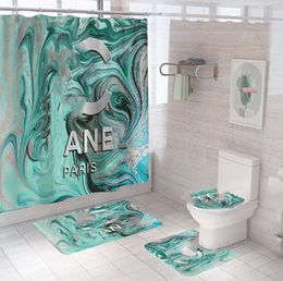 Wholesale Printed Shower Curtain Floor Mat Three-Piece Combination Bathroom Mat Set Waterproof and Moisture-Proof