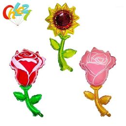 3pcs Red pink rose flower foil balloons sunflower balloon girl birthday Wedding Engagement decoration party supplies baby shower1327s