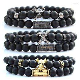 Strand ONE PIECE Skull Natural Stone Beads Braclets For Women Bransoletki Pulseras Hombre Mens Jewellery Bracelet Set Brazalete227y