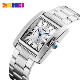 SKMEI Mode Armband Damenuhr Casual Auto Datum Rechteck Edelstahl Armbanduhren Relogio Femenino Horloge Dames 12841257A