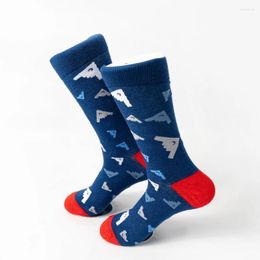 Men's Socks MYORED 1 Pair Of Autumn And Winter Cotton Red Mouth Small Aircraft Pattern Fashion Trend In Tube