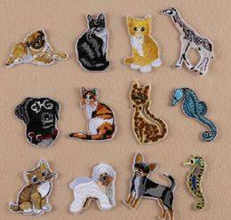 Iron On Patches DIY Embroidered Patch sticker For Clothing clothes Fabric Badges Sewing sea horse dog cat design6323473