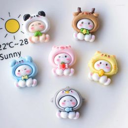 Craft Tools 10Pcs Kawaii Pink Cartoon Animal Pig Rabbit Series Flat Back Resin Statue DIY Jewelry Hairpin Decoration Accessories