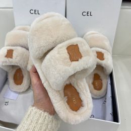 Luxury Designer Shoe Woman Teddy Fuzzy Flop Flip Tazz Slippers Man Bloom Rubber Sandals Slide Bear Fluffy Loafers Winter Plush Slipper Flat Furry Sandal Indoor Shoes