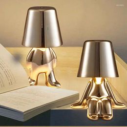 Table Lamps LED Golden Boy Lamp Thinker Little Bedroom Resin Rechargeable Small Night Ins Decorative Pendant