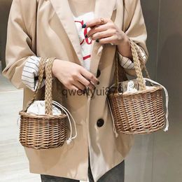 Totes Summer small bag female Plaited Detail Tote Bag Wit Drawstring oliday straw bag rural wind woven draw belt andbagH24131