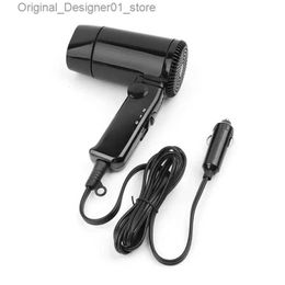 Hair Dryers 12V Car Folding hair dryer Portable Hot Cold Blower Window Defroster For Camping Festivals Caravan Motorhome Travel Q240125