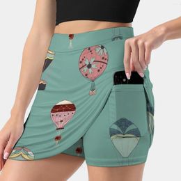 Skirts Air Balloon / Vintage Inspired Aerostat Women's Skirt Sport Skort With Pocket Fashion Korean Style 4Xl