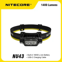 Headlamps NITECORE NU43 Rechargeable Headlamp White & Red Light Lantern Outdoor Camping Headlight Flashlight Built-in 3400mAh Battery