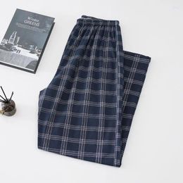 Men's Sleepwear 2024 Autumn Winter Plaid Pants Men Cotton Casual Home Wear Straight Loose Sleep Bottoms Trousers For Male Hip Hop R57