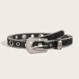 Belts Women Belt Rhinestone Jeans Studded Faux Leather