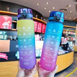 Water Bottles 1L 2L Tritan Gallon Bottle Flip-Flop Motivational With Time Marker BPA Large Capacity Leakproof Gradient Cups225d