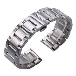 Katı 316L Paslanmaz Çelik İzleme Bantları Gümüş 18mm 20mm 22mm Metal İzleme Bant Strap Wrist Saatler Bilezik CJ191225222I