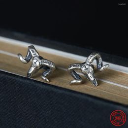 Stud Earrings MKENDN 925 Sterling Silver Creative Retro Satan Goat Head Earring Trendy Street Gothic Style For Men Women Dark Jewelry