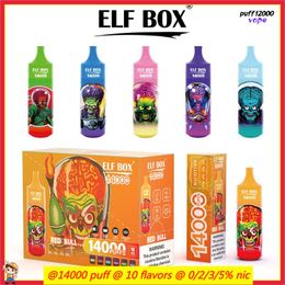 Elf Box 14000 puff Disposable E Cigarettes Rechargeable Mesh Coil Vape Pen Vaporizers 0% 2% 5% RGB Lights puff 14K vaper
