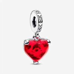 Charms 925 Sterling Silver Kiss Red Murano Glass Dangle Charms Fit Original European Charm Bracelet Fashion Women Wedding Engageme248c