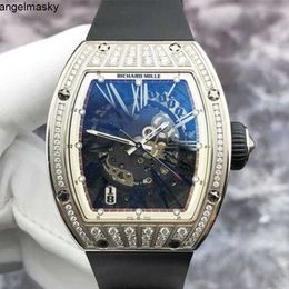 Movement Watch RM Wrist Watch RMwatches Wristwatch RM023 Hollow Out Dial 18K Platinum Original Diamond Calendar 38*45mm