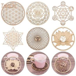 Mats & Pads Laser Engraving Wooden Flower Of Life Round Coasters Placemats Table Home Decoration Crafts 1pcs344S