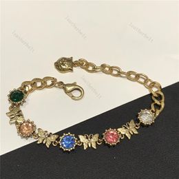 Butterfly Diamond Bracelets Gold Plated Bangle Retro Designer Thick Chain Bracelet Christmas Gift For Women193g