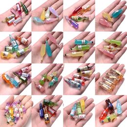 Charms 10Pcs 18 Style Mix Colours Cocktail Drink Glass Bottle Resin Pendant For Jewellery Making Handmade Necklace Earring Pendants