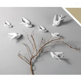 Wall Stickers 1pc 3D Ceramic Birds Murals Hanging Decorations Crafts Home Ornaments A1