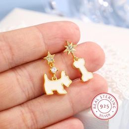 Stud Earrings Creative 925 Sterling Silver Women For Asymmetrical Dog Bone Long Fashion Student Birthday Gift