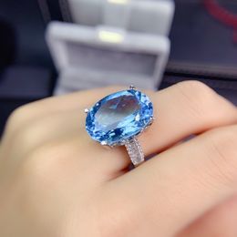 Women Jewellery ring light sky blue crystal zircon diamond white gold plated ring wedding birthday gift