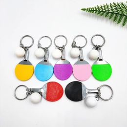 Keychains 21Pcs Fashion Table Tennis Racket Keychain Ping Pong Paddle Bat Pendant Sports Car Key Ring