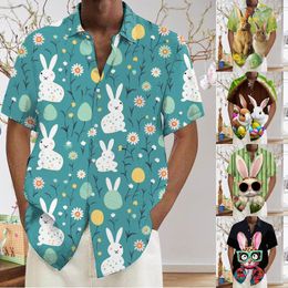 Men's Casual Shirts Cowboy Dress Men Easter Digital 3D Printed Short Sleeve Shirt Top Polyester Pack